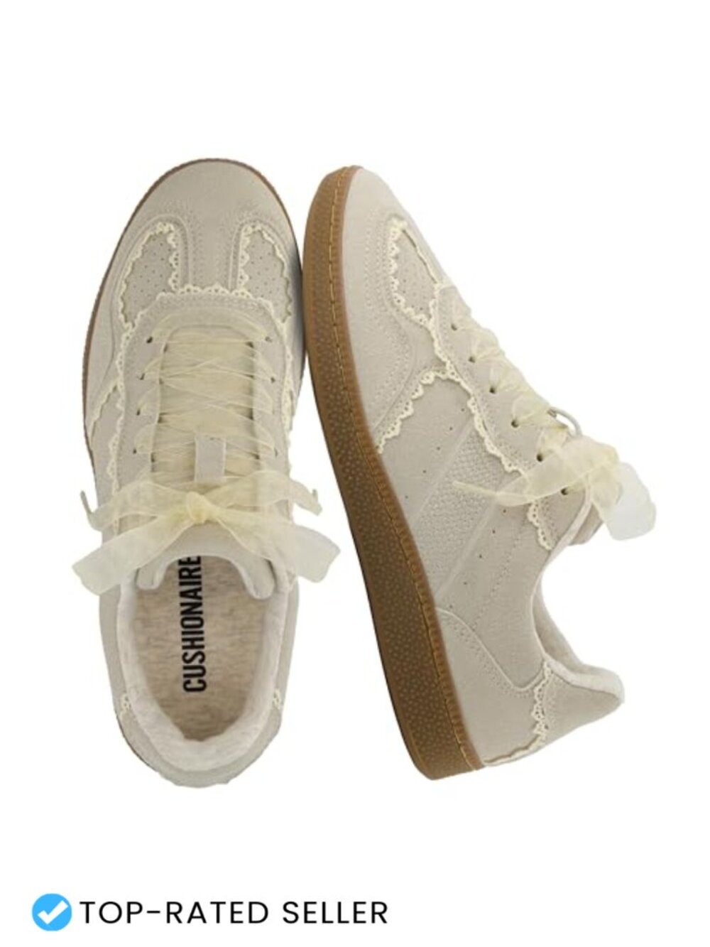 Lace Detail Casual Sneakers Memory Foam Ribbon Lace-Up Comfort